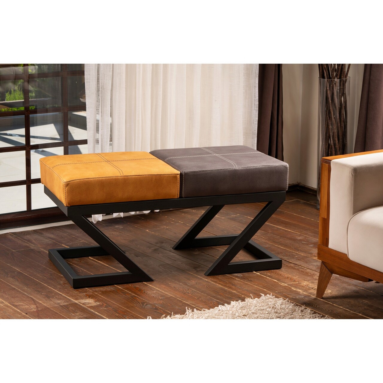 Taburet, Atelier del Sofa, 591GRC1114, Muștar / Antracit - imagine 4